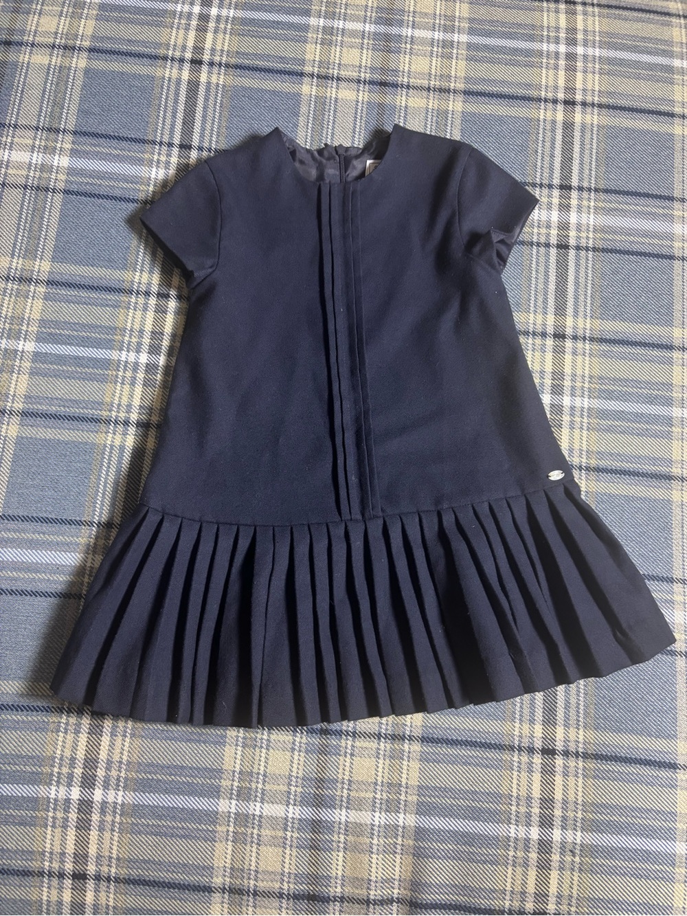 Tartine et Chocolate Navy Blue Pleated dress